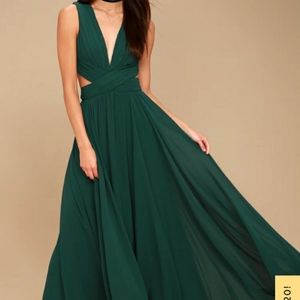 Lulu's Forest Green Cut Out Maxi Dress